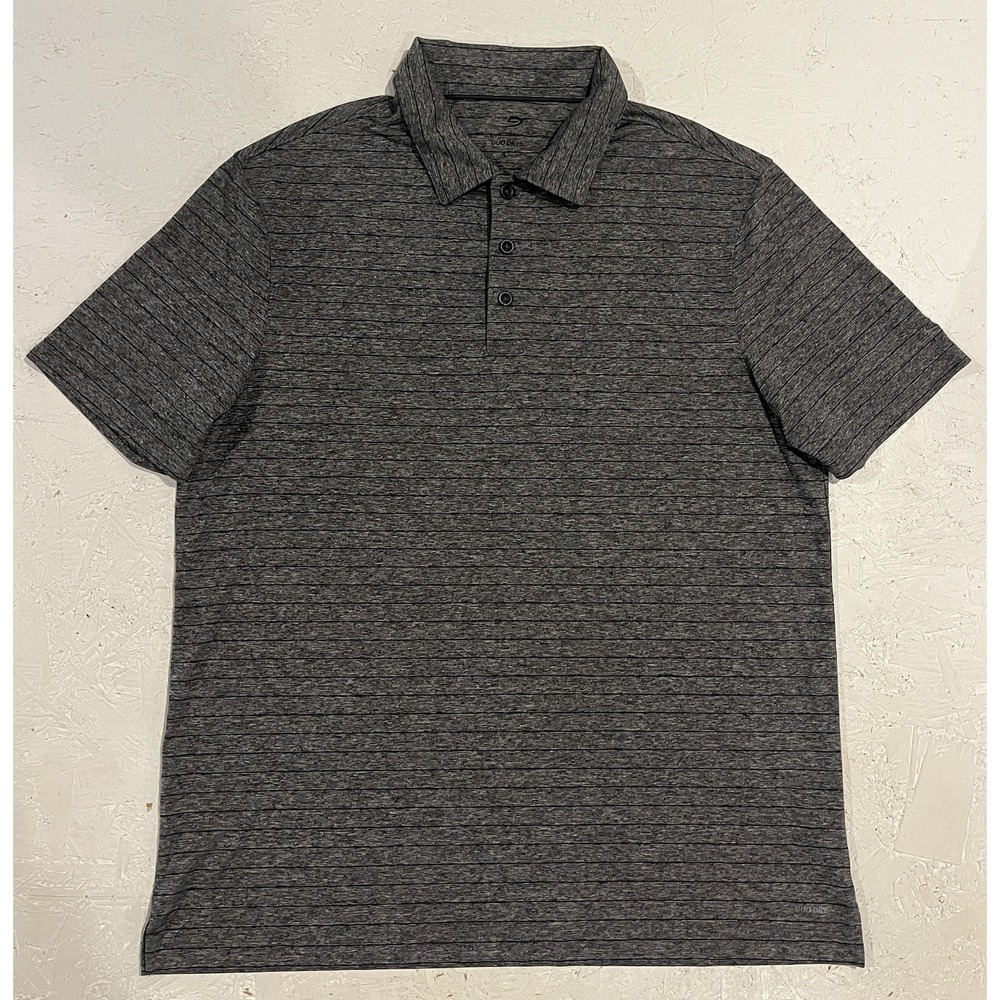 Champion Duo Dry Mens L Striped Golf Polo Shirt Performance Short Sleeve
